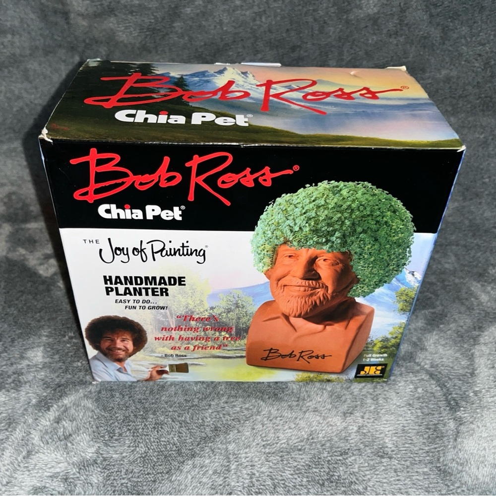 Chia Pet Bob Ross The Joy Of Painting Pottery Planter NWT